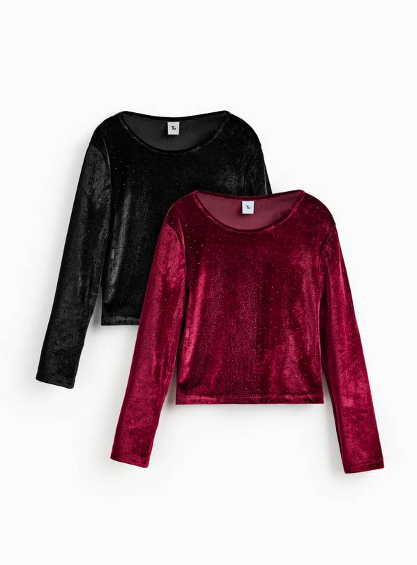 Velour Long Sleeve Tops 2 Pack  8 years